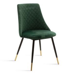 Καρέκλα Giselle pakoworld βελούδο σκούρο πράσινο-μαύρο χρυσό πόδι (1 τεμάχια)