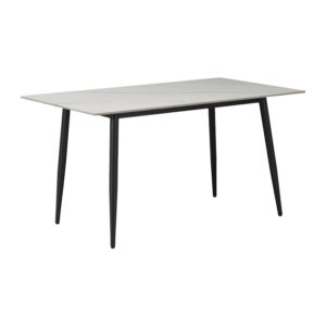 Τραπέζι Gustas pakoworld λευκό μαρμάρου sintered stone-μαύρο μέταλλο 140x80x75εκ (1 τεμάχια)