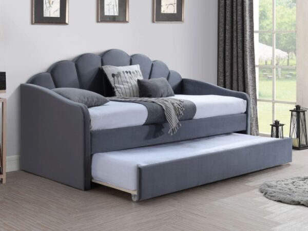 Επενδυμένο καναπές μονό κρεβάτι Bella 90x200 με Βελούδο σε χρώμα Γκρι DIOMMI BELLAV90SZ