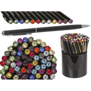 Στυλό Με Πετράδι Σβαρόφκσι Μαύρο Πλαστικό Σε 12 Χρώματα Και 2 Σχέδια