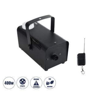 GloboStar® 51143 Επαγγελματική Μηχανή Fog Machine - Εφέ Καπνού 400W AC 220V-240V 1L On/Off & Ασύρματο Χειριστήριο - Μαύρο - L24 x W10.5 x H13cm