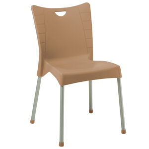 Καρέκλα Crafted pakoworld PP cappucino-αλουμίνιο γκρι (1 τεμάχια)