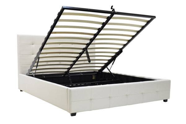 Κρεβάτι Roi pakoworld διπλό 160x200 PU λευκό ματ + αποθηκευτικό χώρο (1 τεμάχια)