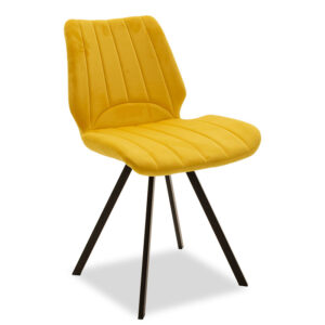 Καρέκλα Sabia pakoworld βελούδο κίτρινο-μαύρο πόδι (1 τεμάχια)