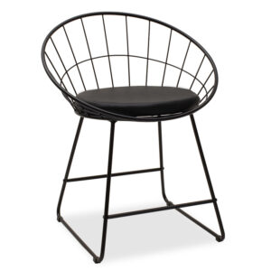 Καρέκλα Seth pakoworld μέταλλο μαύρο-μαξιλάρι PVC μαύρο (1 τεμάχια)