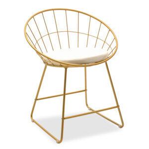 Καρέκλα Seth pakoworld μέταλλο χρυσό-μαξιλάρι PVC λευκό (1 τεμάχια)
