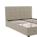 Κρεβάτι Roi pakoworld διπλό με αποθηκευτικό χώρο ύφασμα εκρού 160x200εκ (1 τεμάχια)