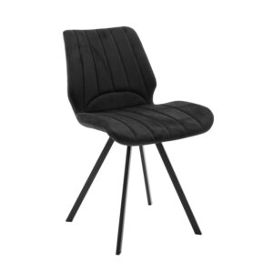 Καρέκλα Sabia pakoworld βελούδο μαύρο-πόδι μαύρο μέταλλο 46x55x80εκ (1 τεμάχια)