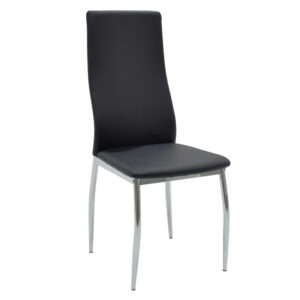 Καρέκλα Jella pakoworld PU μαύρο-πόδι χρωμίου (1 τεμάχια)