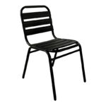 Καρέκλα Sussie pakoworld στοιβαζόμενη μαύρο μέταλλο με φέτες αλουμινίου 45x62x76εκ (1 τεμάχια)