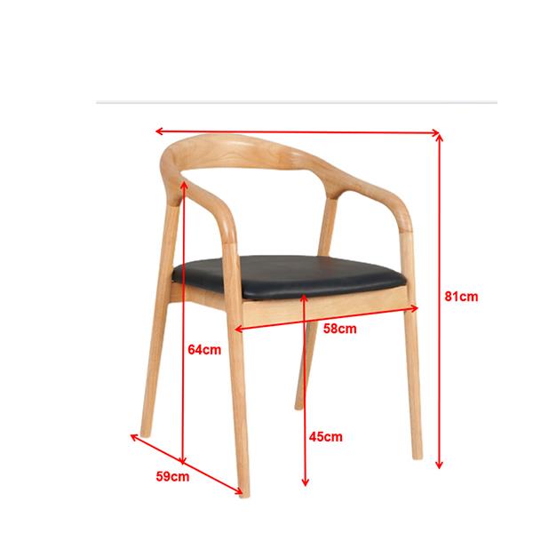 Καρέκλα Jackson, Υ79,5x56x62εκ. οak, χρώμα φυσικό με μαύρο τεχνόδερμα 2 τμχ.