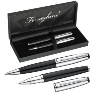 Σετ στυλό Ferraghini ball pen-rolleball pen μαύρο-ασημί  τμχ.