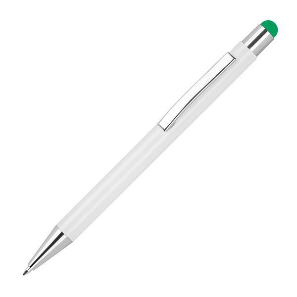 Στυλό - touch pen αλουμινίου άσπρο με πράσινη λεπτομέρεια Υ14,8xØ1εκ.  τμχ.