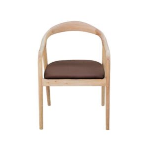 Καρέκλα Jackson, Υ79,5x56x62εκ. οak, χρώμα φυσικό με καφέ τεχνόδερμα 2 τμχ.