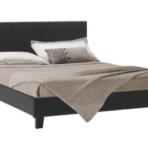Κρεβάτι Nevil pakoworld διπλό 150x200 PU χρώμα μαύρο ματ (1 τεμάχια)