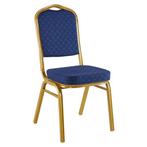 Καρέκλα συνεδρίου Hilton pakoworld στοιβαζόμενη ύφασμα μπλε-μέταλλο χρυσό 40x42x92εκ (1 τεμάχια)