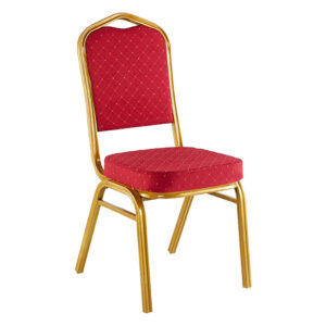 Καρέκλα συνεδρίου Hilton pakoworld στοιβαζόμενη ύφασμα κόκκινο-μέταλλο χρυσό 40x42x92εκ (1 τεμάχια)