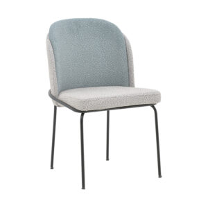 Καρέκλα Dore pakoworld γκρι-γαλάζιο μπουκλέ ύφασμα-μαύρο μέταλλο 50x47.5x82εκ (1 τεμάχια)