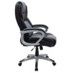 Καρέκλα γραφείου διευθυντή Lockie pakoworld με PU μαύρο-ύφασμα γκρι (1 τεμάχια)