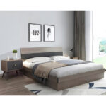 Κρεβάτι Daizy pakoworld μονό με αποθηκευτικό χώρο ανοιχτό καρυδί-γκρι μελαμίνης 120x200εκ (1 τεμάχια)
