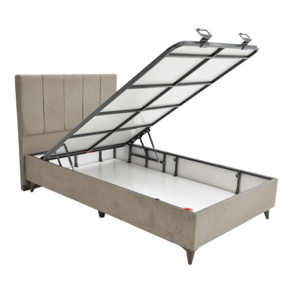 Κρεβάτι μονό Dreamland pakoworld με αποθηκευτικό χώρο κρεμ ύφασμα 120x200εκ (1 τεμάχια)