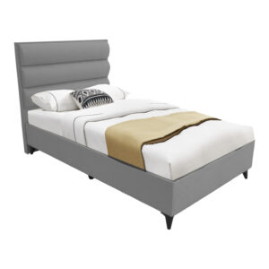 Κρεβάτι μονό Luxe pakoworld με αποθηκευτικό χώρο γκρι ύφασμα 120x200εκ (1 τεμάχια)