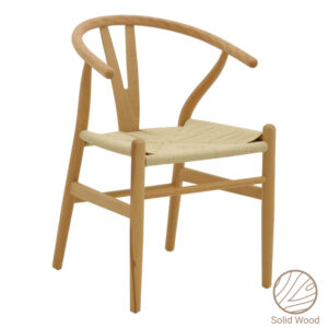 Καρέκλα Wishbone pakoworld rubberwood φυσικό-έδρα φυσικό σχοινί 53x55x76εκ (1 τεμάχια)