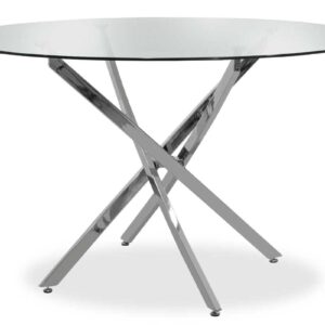 Τραπέζι στρόγγυλο Steve pakoworld με γυάλινη επιφάνεια διαφανές Φ120x74,5εκ (1 τεμάχια)
