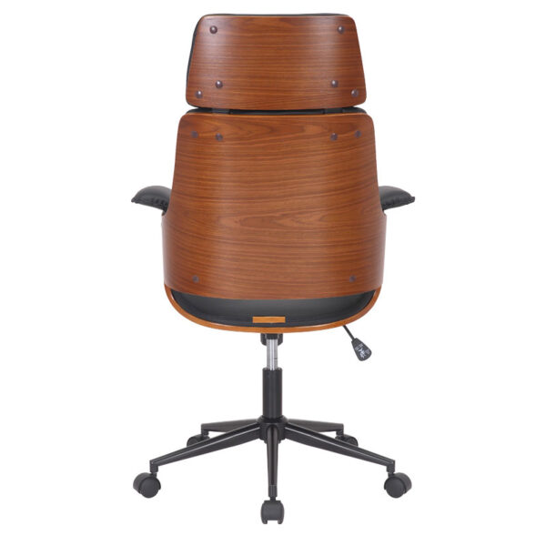 Καρέκλα γραφείου διευθυντή Hermanos pakoworld μαύρο pu - ξύλο καρυδί (1 τεμάχια)