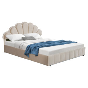 Κρεβάτι διπλό Wardie pakoworld βελούδο μπεζ με αποθηκευτικό χώρο 160x200εκ (0 τεμάχια)