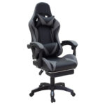 Καρέκλα γραφείου gaming με υποπόδιο Moza pakoworld PU μαύρο-γκρι (1 τεμάχια)