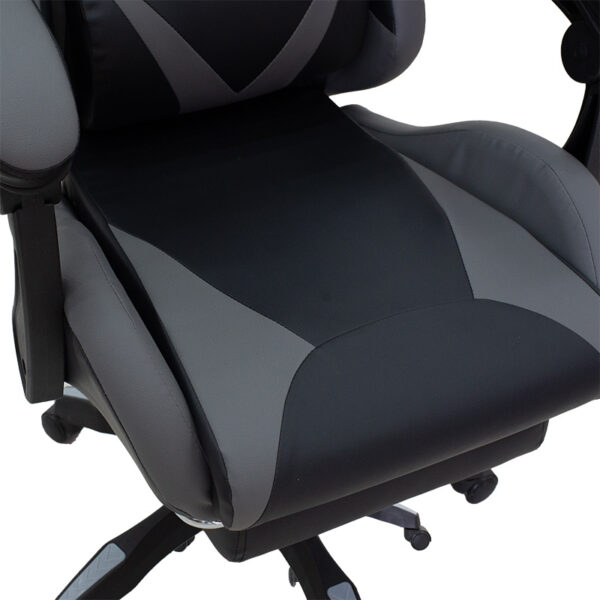 Καρέκλα γραφείου gaming με υποπόδιο Moza pakoworld PU μαύρο-γκρι (1 τεμάχια)