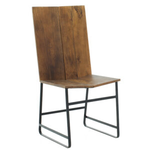 Καρέκλα Elora pakoworld μασίφ ξύλο ακακίας καρυδί-μέταλλο μαύρο (1 τεμάχια)