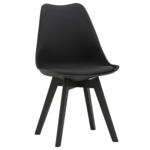 Καρέκλα Gaston pakoworld PP-PU μαύρο-πόδι ξύλο μαύρο (1 τεμάχια)