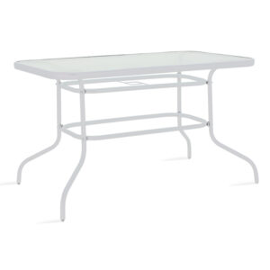 Τραπέζι Valor pakoworld μέταλλο λευκό-γυαλί 120x70x70εκ (1 τεμάχια)