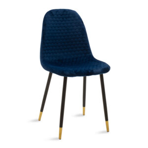Καρέκλα Sila pakoworld βελούδο μπλε-μαύρο χρυσό πόδι (1 τεμάχια)