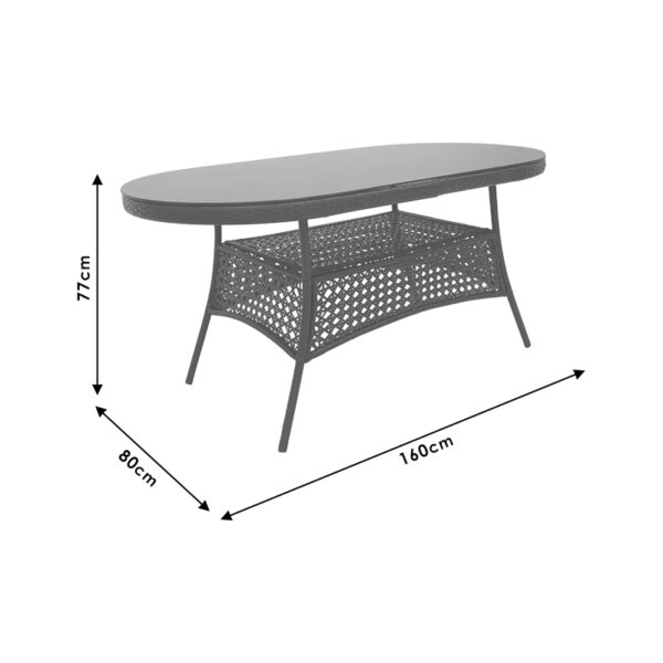 Τραπέζι Cellin pakoworld μέταλλο-pe rattan καφέ 160x80x77εκ (1 τεμάχια)