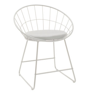 Καρέκλα Seth pakoworld μέταλλο λευκό-μαξιλάρι PVC λευκό (1 τεμάχια)