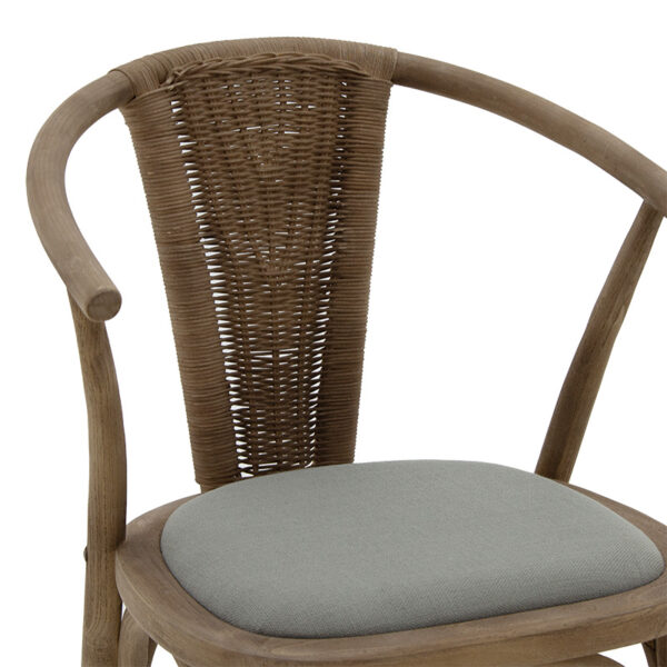 Καρέκλα Dourel pakoworld ύφασμα γκρι-rattan πόδι φυσικό (1 τεμάχια)
