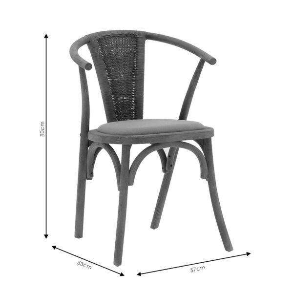 Καρέκλα Dourel pakoworld ύφασμα γκρι-rattan πόδι φυσικό (1 τεμάχια)