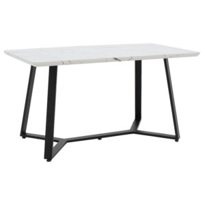 Tραπέζι Gemma pakoworld λευκό μαρμάρου-μαύρο 140x80x75εκ (1 τεμάχια)