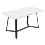 Tραπέζι Gemma pakoworld λευκό μαρμάρου-μαύρο 140x80x75εκ (1 τεμάχια)