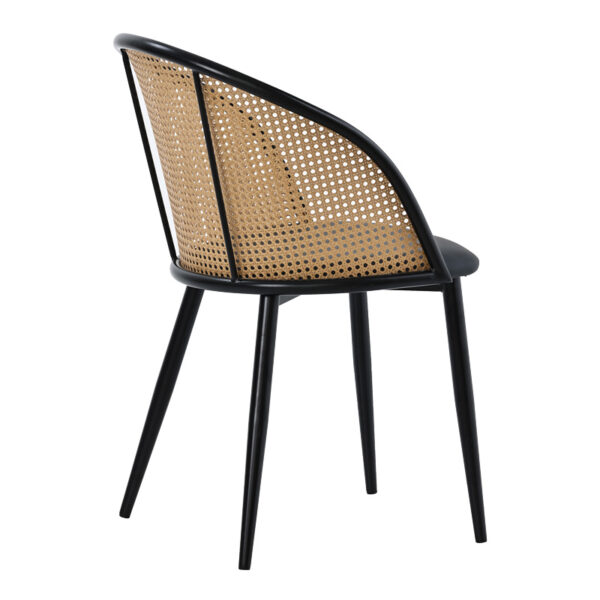 Καρέκλα Riccardo pakoworld φυσικό pe rattan-ανθρακί pu-μαύρο μέταλλο 56x52x82εκ (1 τεμάχια)