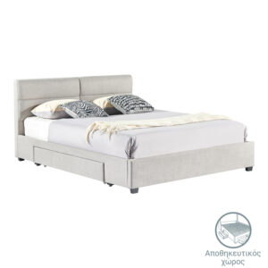 Κρεβάτι διπλό Anay pakoworld με συρτάρι ύφασμα μπεζ 160x200εκ (1 τεμάχια)