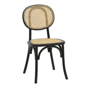 Καρέκλα Zoel pakoworld μαύρο ξύλο οξιάς-φυσικό rattan 45x52x82εκ (1 τεμάχια)