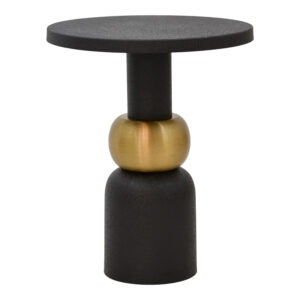 Βοηθητικό τραπέζι Enville Inart μαύρο-χρυσό μέταλλο Φ51x62.5εκ (1 τεμάχια)