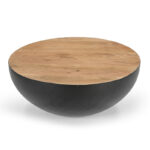 Τραπέζι σαλονιού Coffelty Inart μαύρο μέταλλο-μασίφ ξύλο ακακίας Φ90x40εκ (0 τεμάχια)
