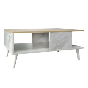 Τραπέζι σαλονιού Moses pakoworld χρώμα sonoma-λευκό μαρμάρου 90x54x37.5εκ (1 τεμάχια)