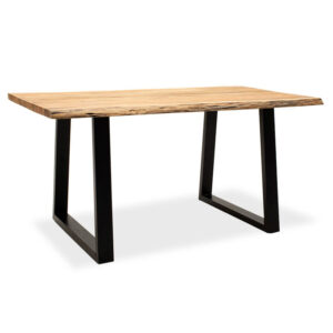 Τραπέζι Miles pakoworld μασίφ ξύλο 4εκ φυσικό-πόδι μαύρο 160x90x79εκ (1 τεμάχια)