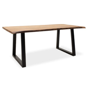 Τραπέζι Miles pakoworld μασίφ ξύλο 4εκ φυσικό-πόδι μαύρο 200x96x79εκ (1 τεμάχια)